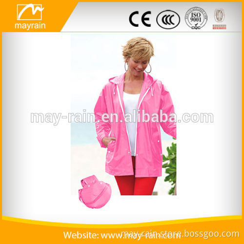 2016 fashion pink lady foldable wind coat
